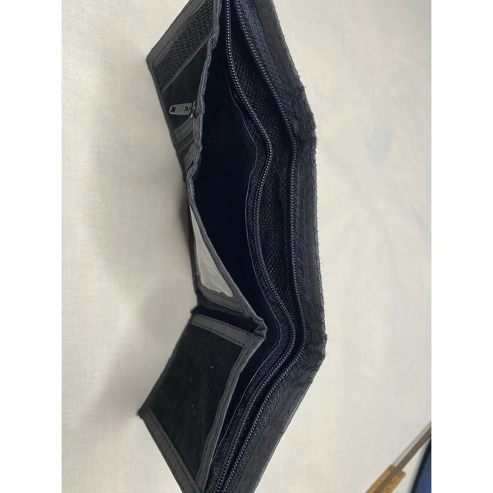 Y2K Nike Black Velvet Trifold Wallet Red Check Minimalist Athletic Streetwear